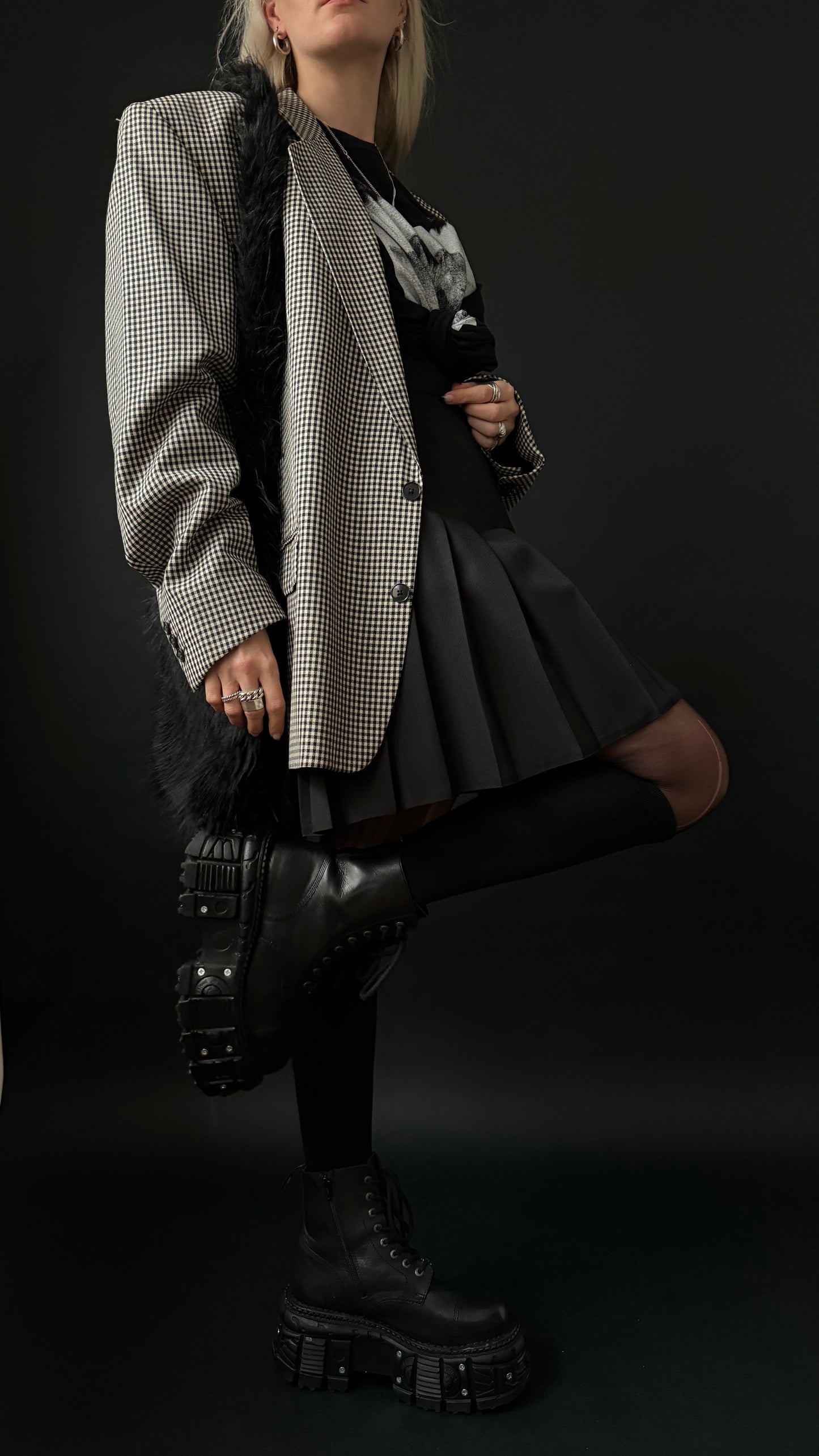 Oversize Blazer Vichy - theplaincircle vintage