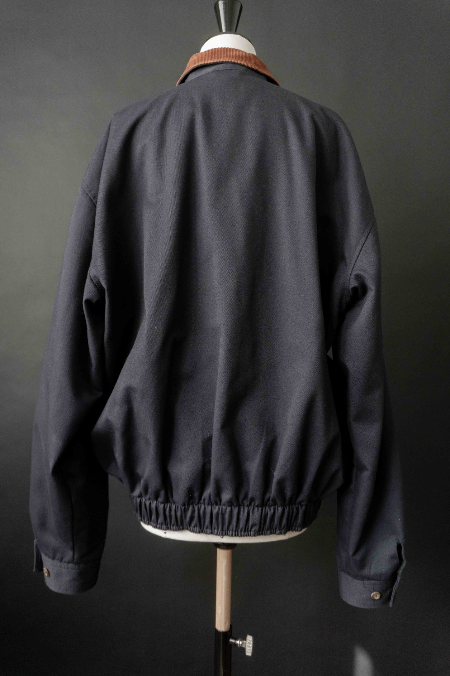 Vintage Ralph Lauren Polo Blouson Navy mit rotem Pferd, braunem Kordkragen und Karo-Futter