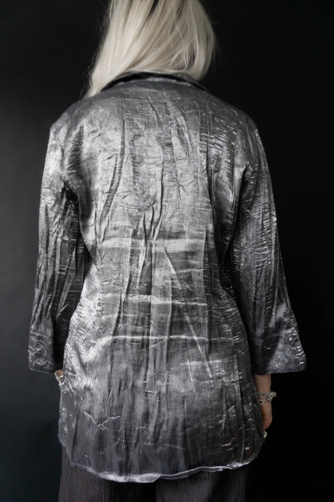 Crinkle Bluse Silber, M–L theplaincircle vintage