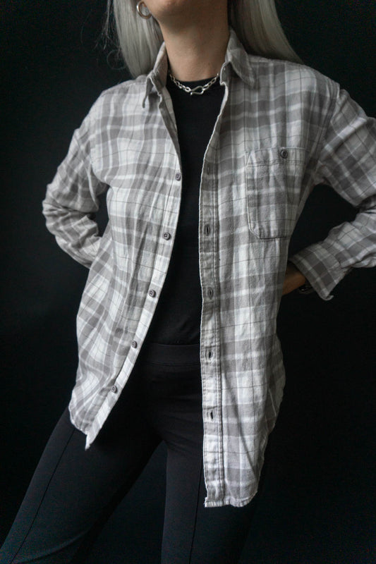 Flanellhemd Karo Weiß - theplaincircle vintage