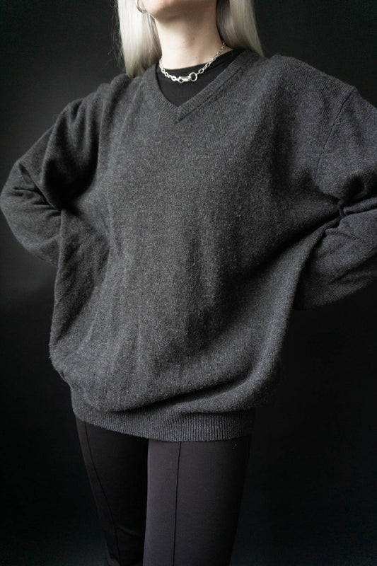 Oversize Pullover Anthrazit Wolle - theplaincircle vintage