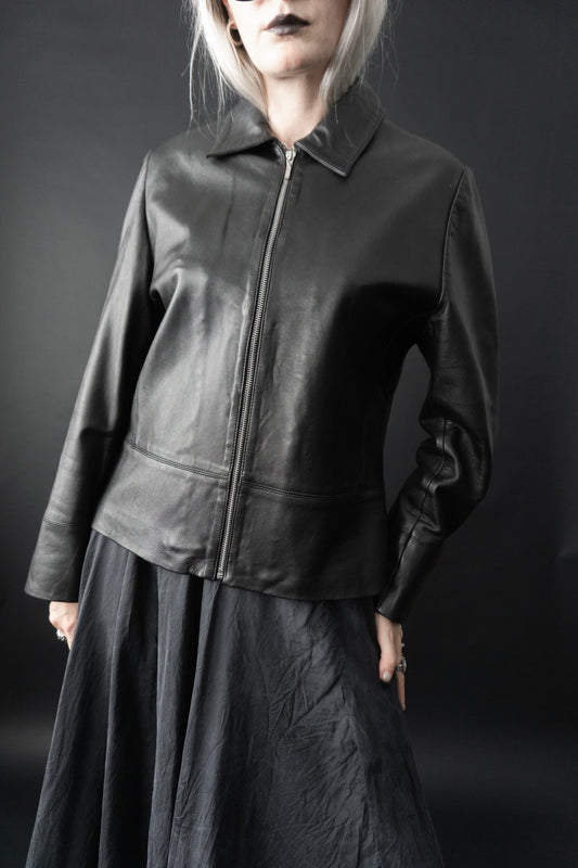 90s Lederjacke Zipper, M–L theplaincircle vintage