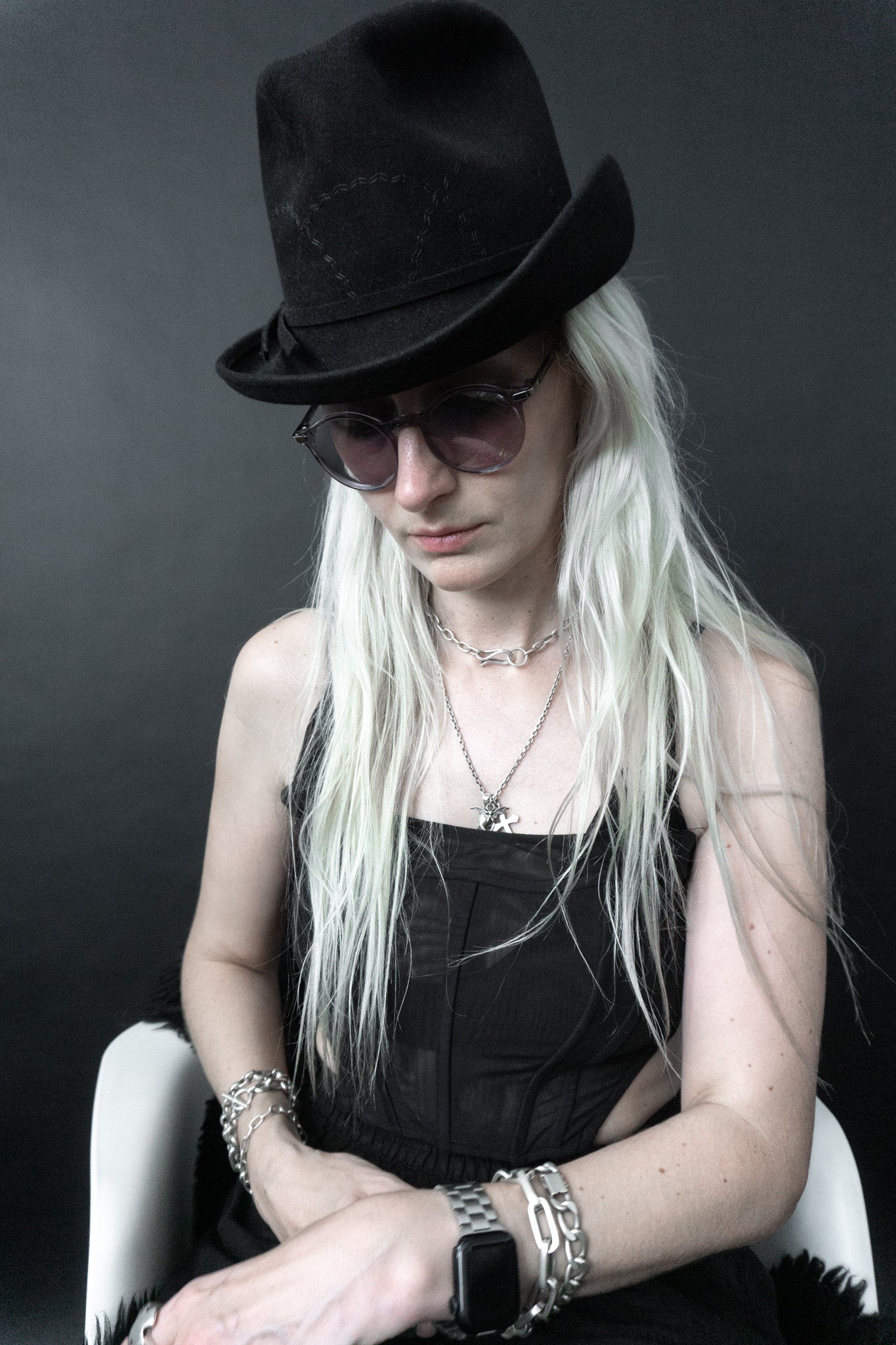 Fedora Hut, Schwarz, 55,5 theplaincircle vintage