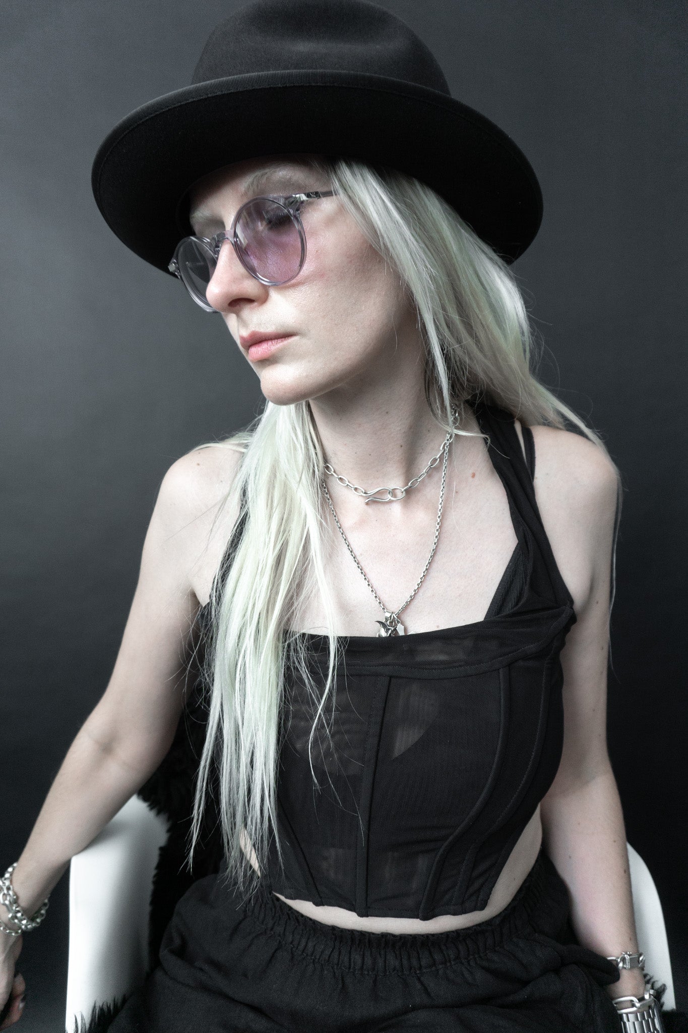 Hut, Moll, Wollfilz, Schwarz, 60 theplaincircle vintage