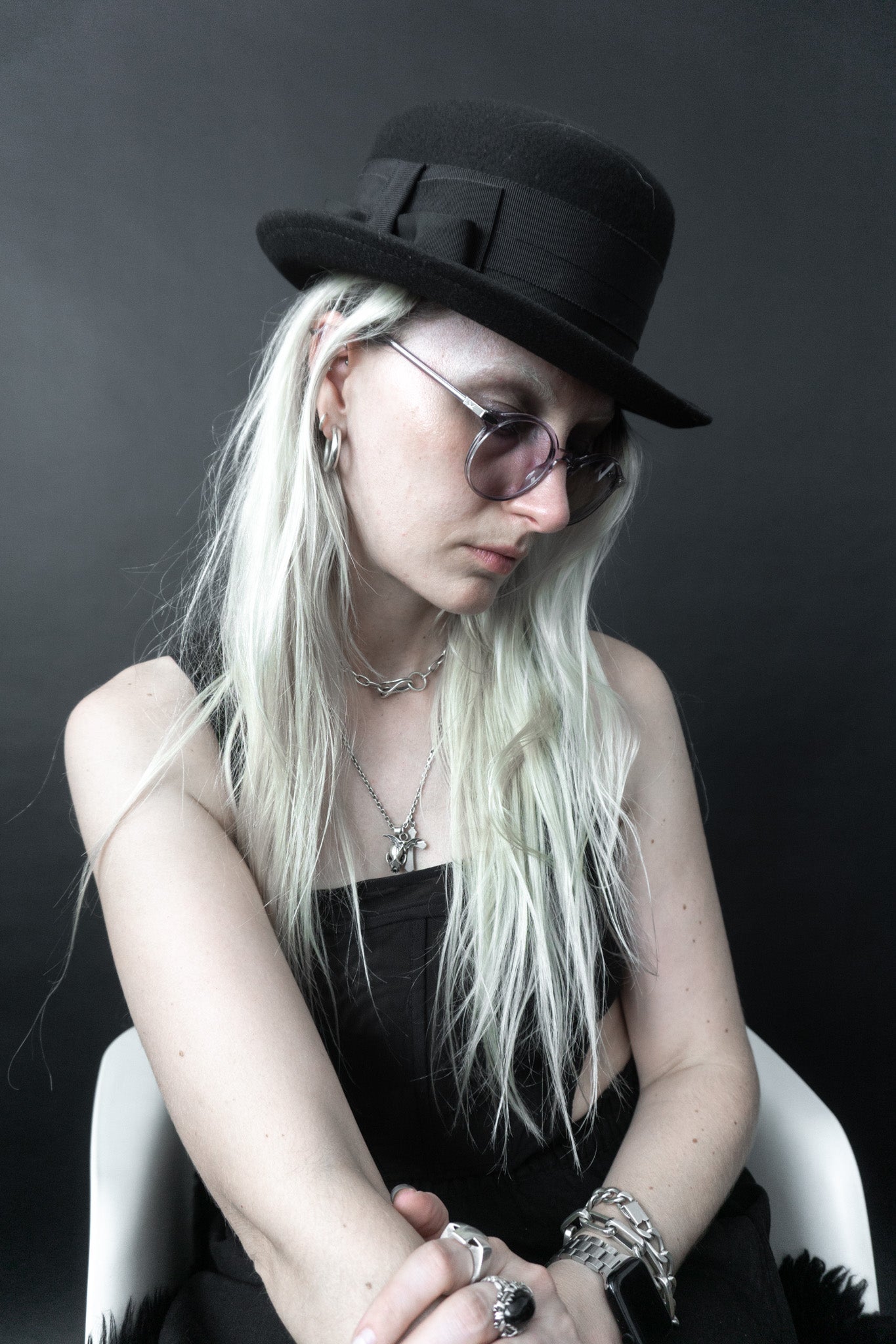 Hut, Schwarz, Wollfilz, 56 theplaincircle vintage