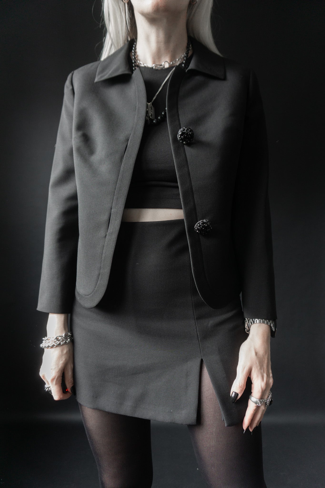 60s Goth Blazer - Vintage Blazer Damen im Gothic Stil