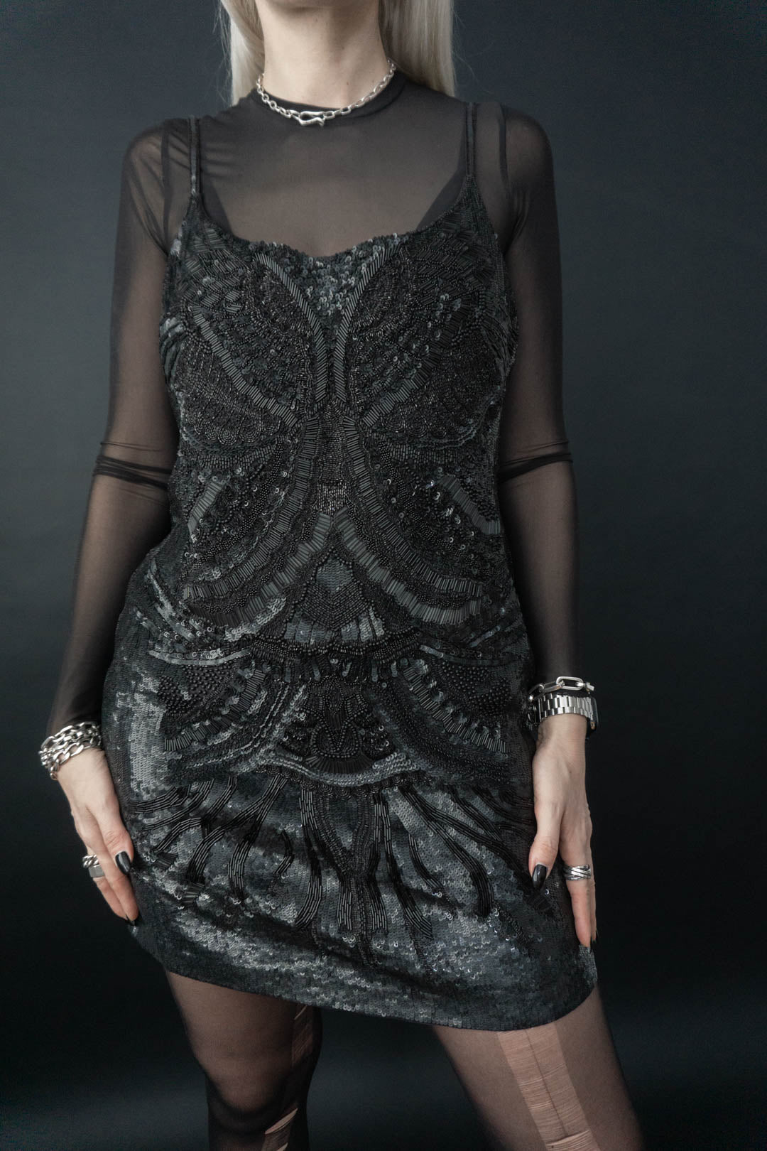 Kleid Pailetten Spitalfields, M–L theplaincircle vintage