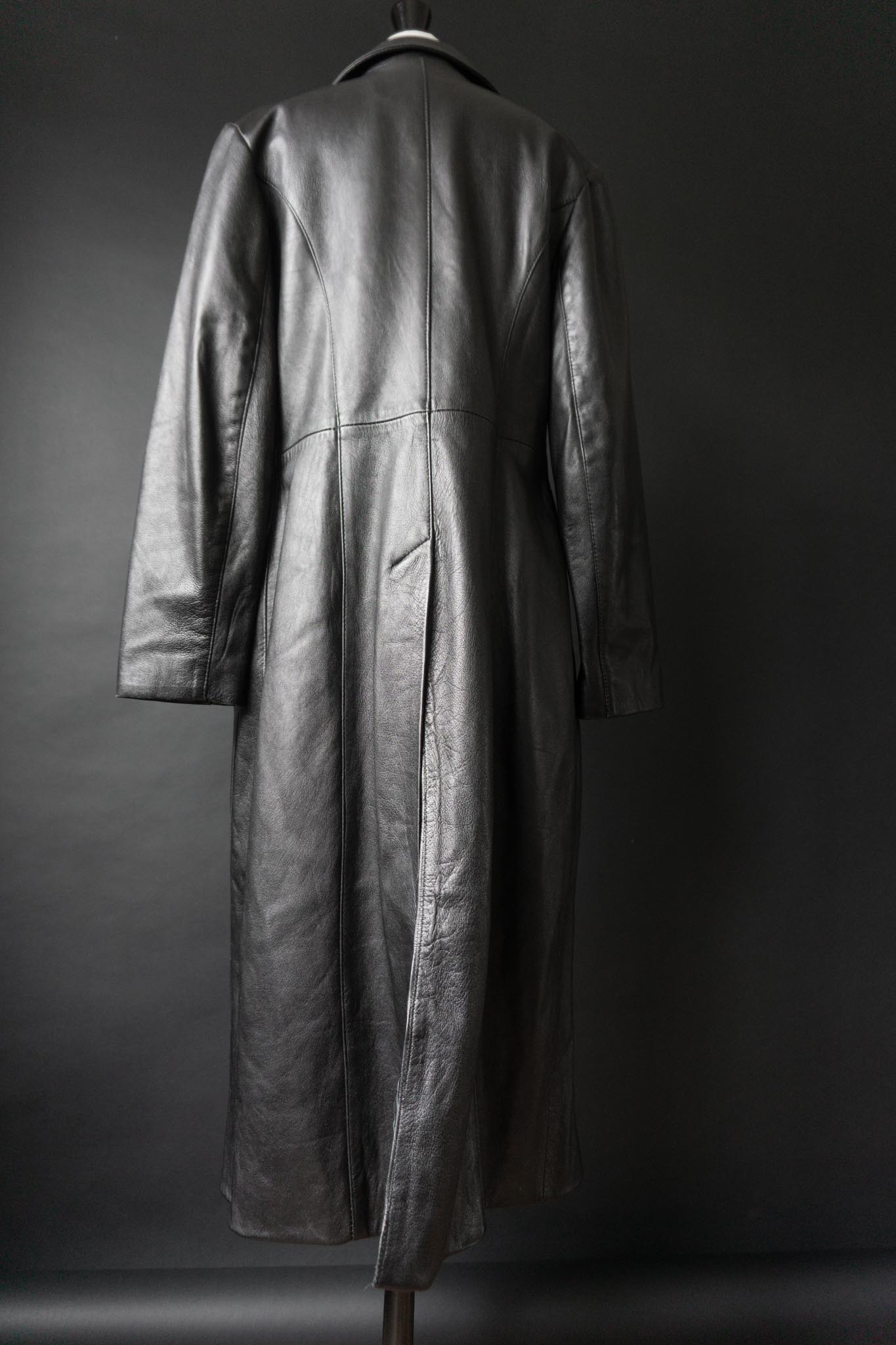 Vintage 90s schwarzer Ledermantel lang Matrix Gothic