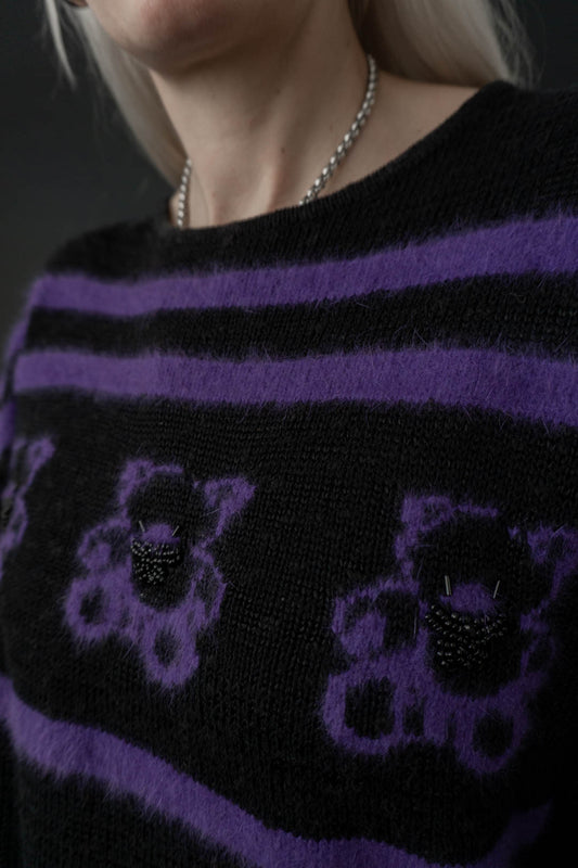 80s Pullover Teddys, Angora Rayon, S–M - theplaincircle vintage