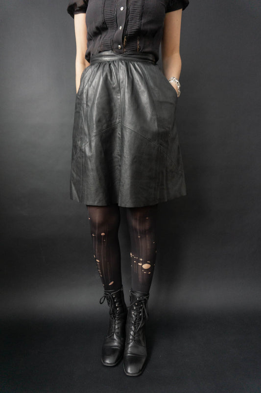 Lederrock Schwarz XS–S - theplaincircle vintage