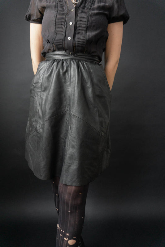 Lederrock Schwarz XS–S - theplaincircle vintage