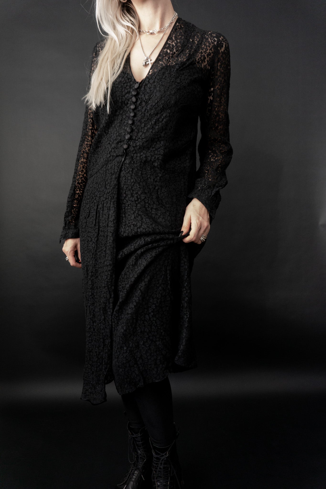 Gothic Kleid Spitze, S–M theplaincircle vintage