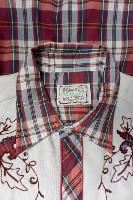 Vintage Westernhemd kariert Rot Weiß California Ranchwear