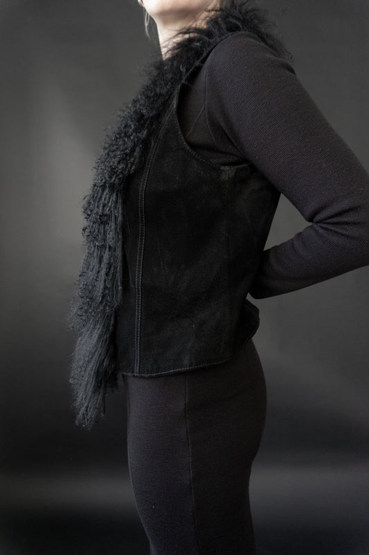 Lederweste Shearling, M–L theplaincircle vintage