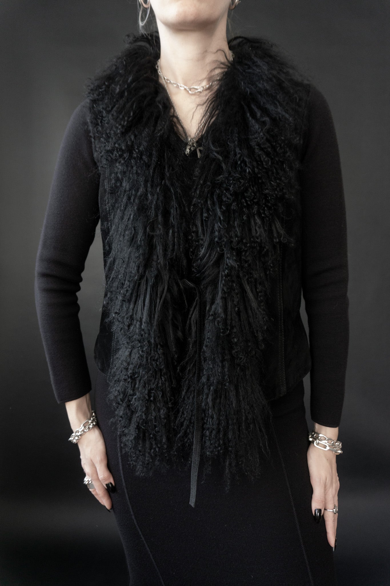 Lederweste Shearling, M–L theplaincircle vintage