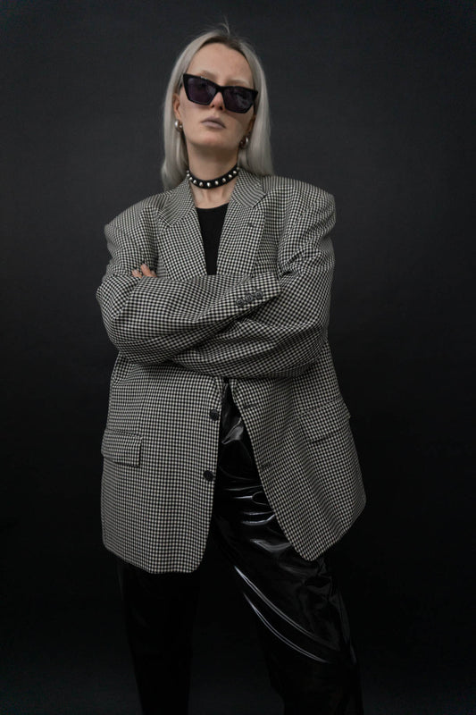 Oversize Blazer Vichy - theplaincircle vintage