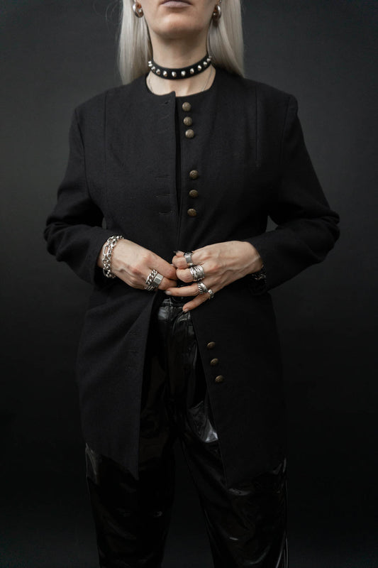 Blazer Schwarz Knöpfe theplaincircle vintage