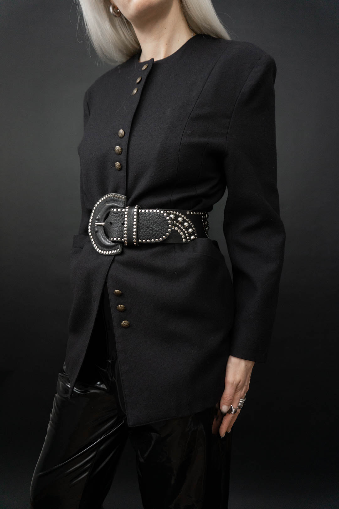 Blazer Schwarz Knöpfe theplaincircle vintage