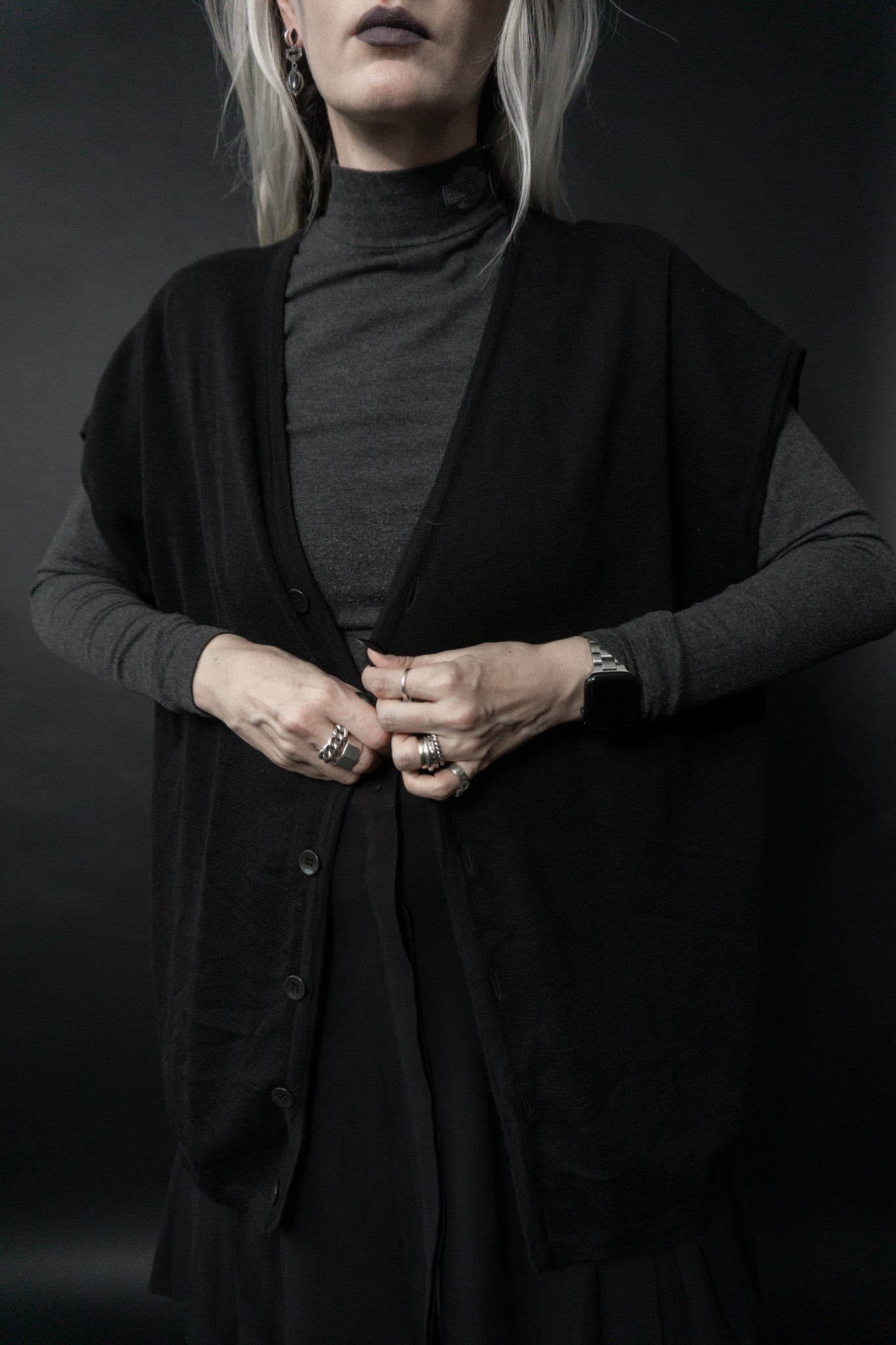 Strickweste, Schwarz, S–M theplaincircle vintage