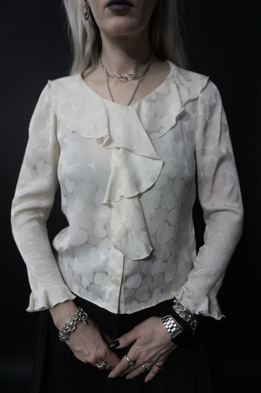 Bluse Seide Volants, XS–S theplaincircle vintage