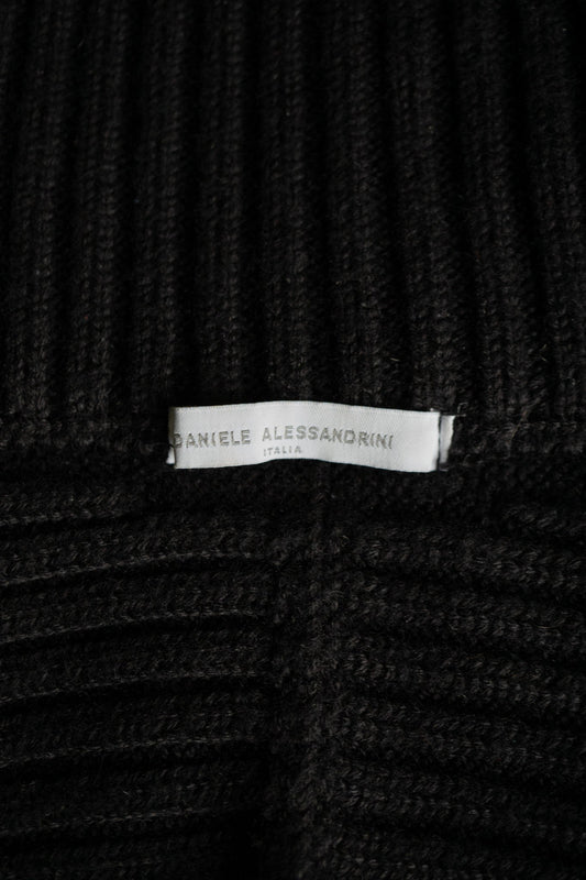 Daniele Alessandrini Pullover, Zip, Schwarz, XS–M theplaincircle vintage