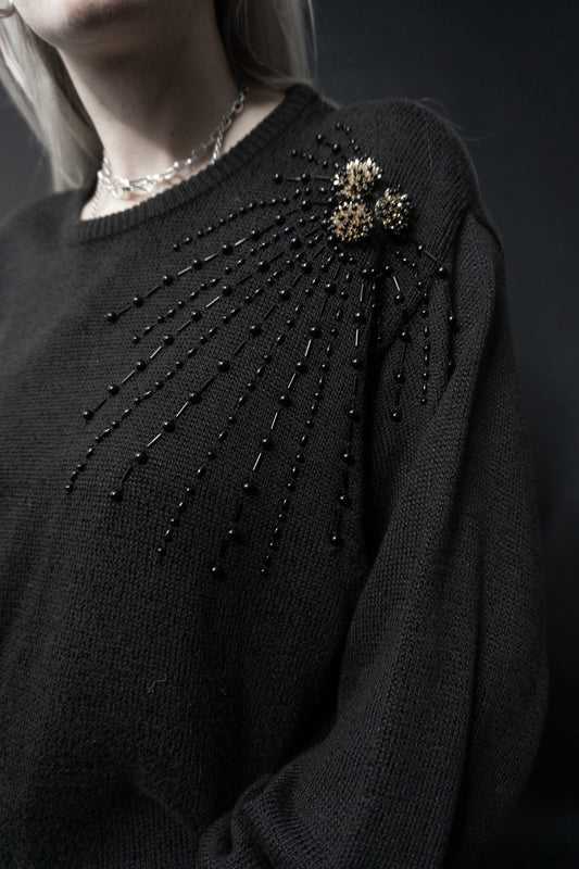 Pullover, Perlen, S–M - theplaincircle vintage