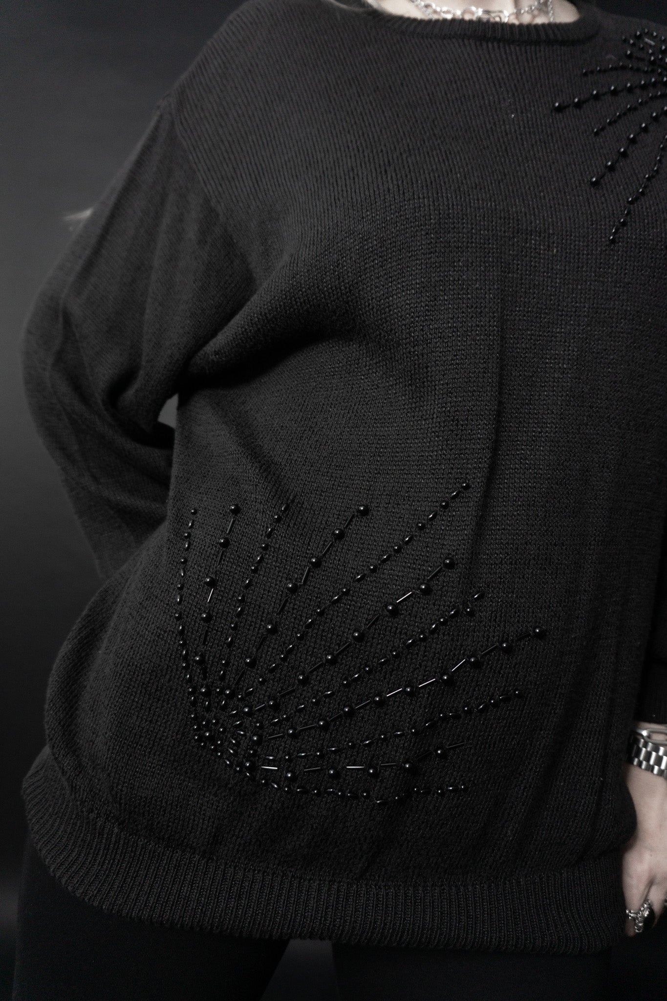 Pullover, Perlen, S–M - theplaincircle vintage