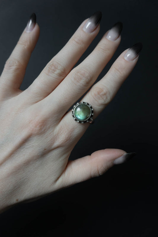 Ring 925 Sterling Silber Labradorit theplaincircle vintage