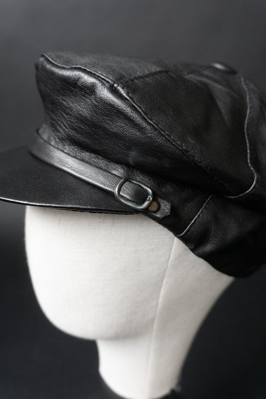 Ledercap, Schwarz, 53-58 theplaincircle vintage