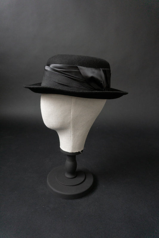 Hut, Wollfilz, Schwarz, 56 theplaincircle vintage