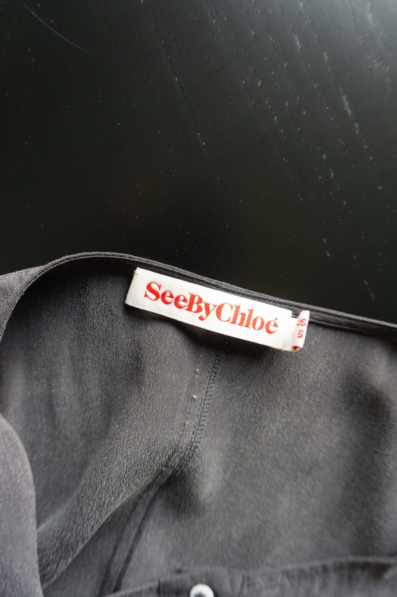 Chloe Top Seide, Schwarz theplaincircle vintage