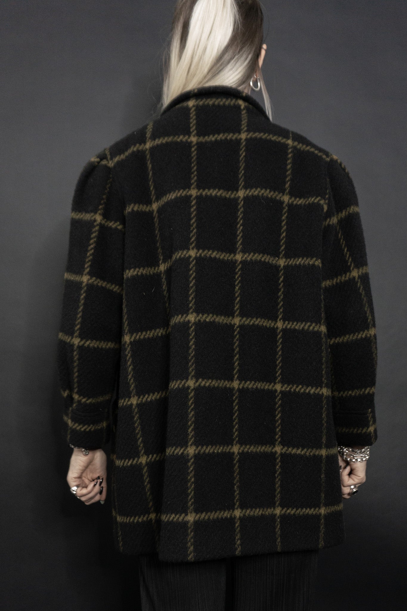 Karo Mantel Mohair Wolle, XS–M theplaincircle vintage