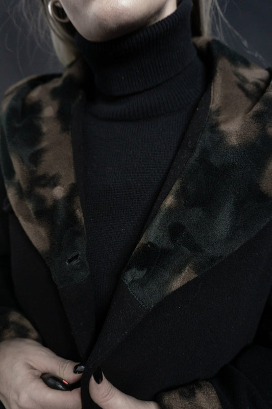 Wollmantel schwarz Leo, S–M theplaincircle vintage