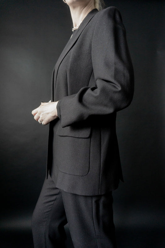 Betty Barclay Blazer, Schwarz, Glitzer, S–M theplaincircle vintage