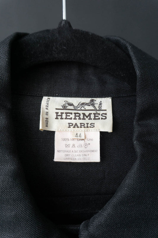 Vintage Hermes Leinenhemd Schwarz