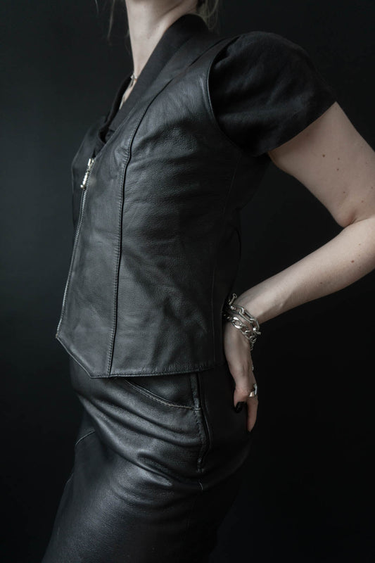 Lederweste Schwarz, S–M theplaincircle vintage