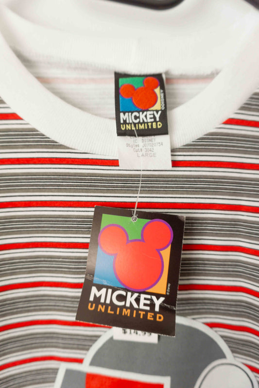 Vintage T-Shirt Mickey Mouse rot grau gestreift Made in USA