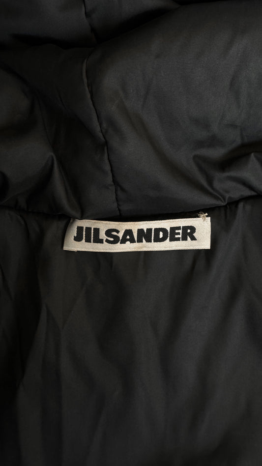 Eleganter Vintage Jil Sander Ledermantel in Schwarz