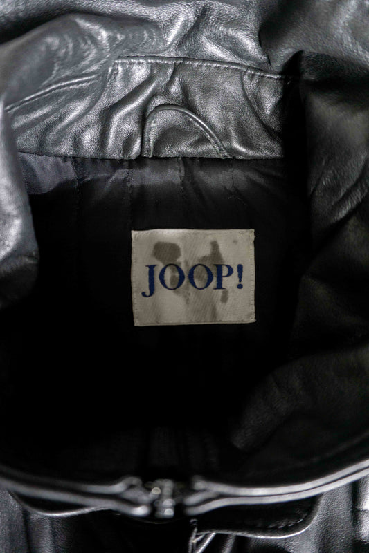 JOOP! Ledermantel Vintage 90er – Schwarzer Leder Trenchcoat mit Gürtel, M–L theplaincircle vintage