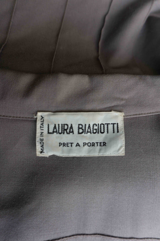 Laura Biagiotti Vintage Jacke – taupe Baumwolle, 70s Designer, S–M theplaincircle vintage