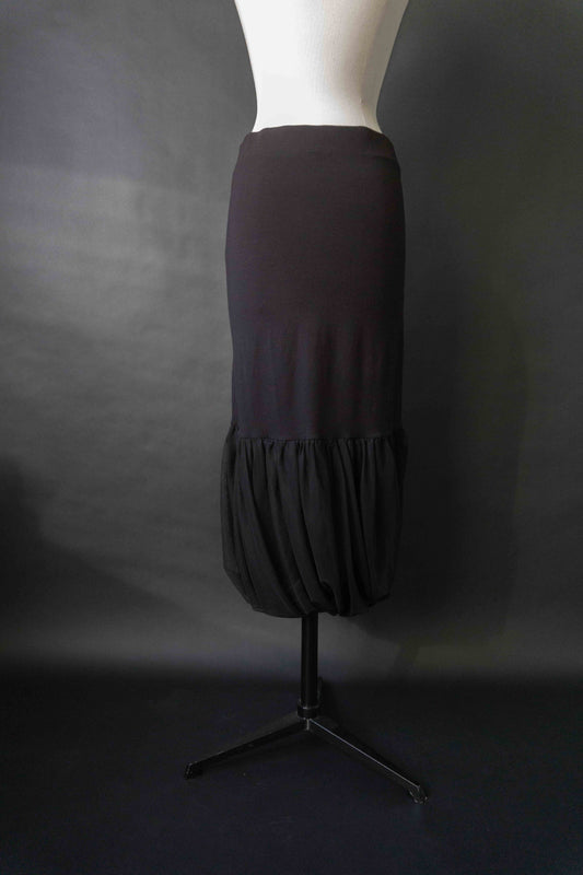 Y2K Schwarzer Midi Rock mit Drapierung & transparenter Struktur, S–M theplaincircle vintage