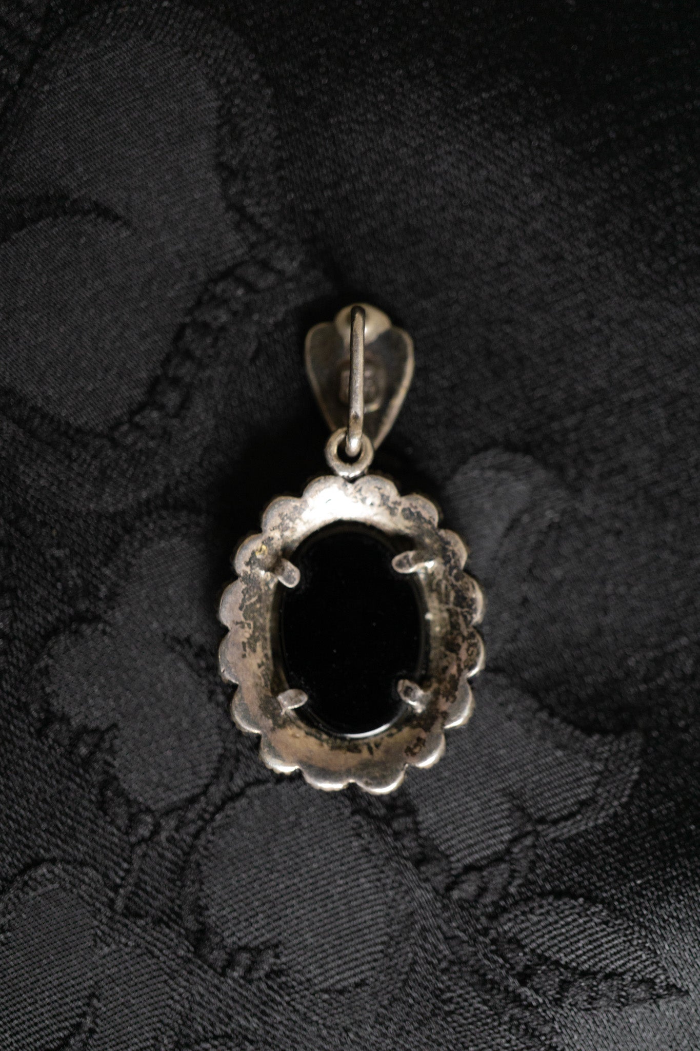 Vintage Kettenanhänger Gemme Cameo Onyx Perlmutt 925 Sterling Silber