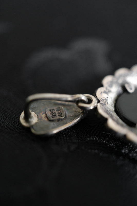 Vintage Kettenanhänger Gemme Cameo Onyx Perlmutt 925 Sterling Silber