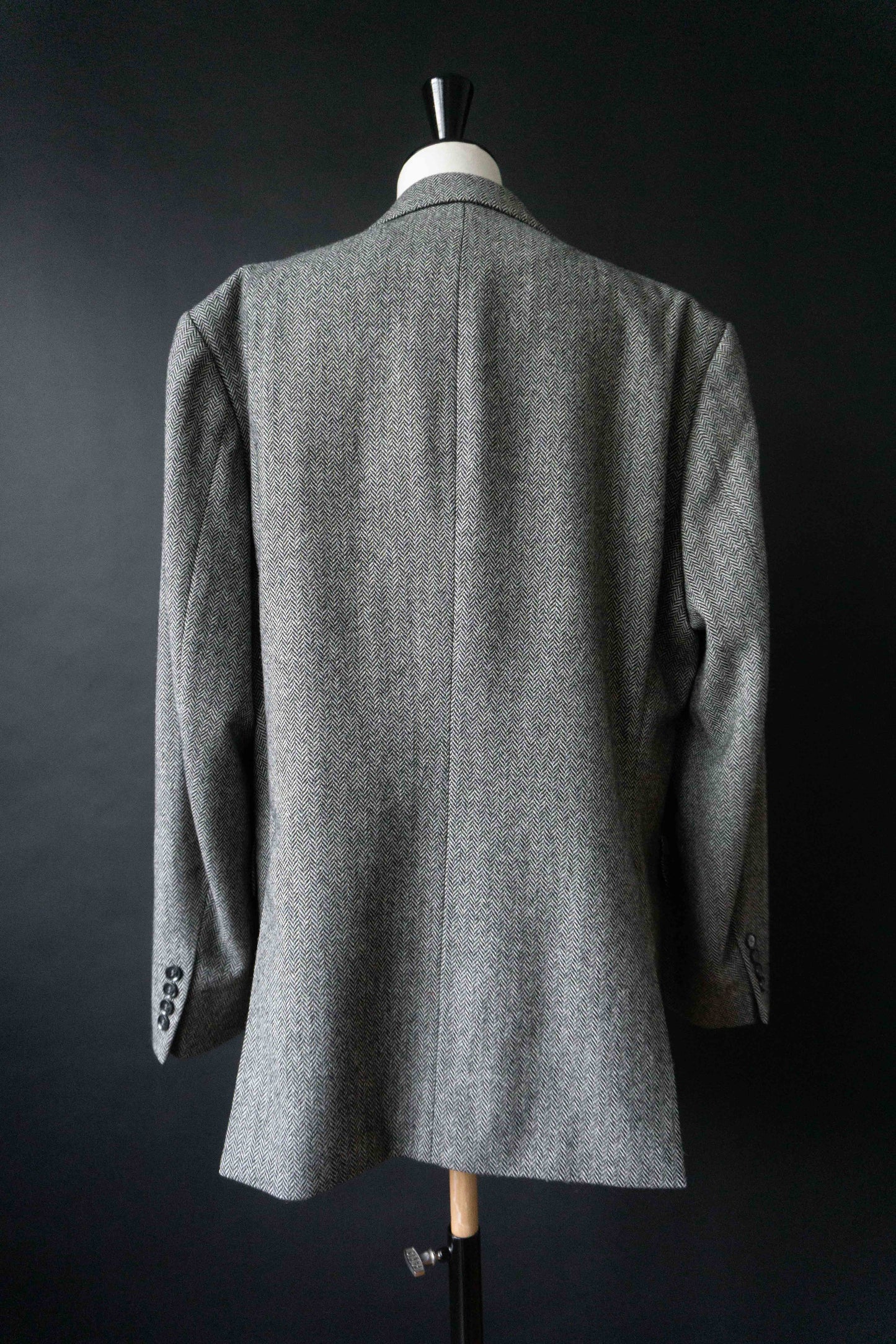 Burberry London Vintage Wollblazer im grauen Herringbone Fischgrat Muster