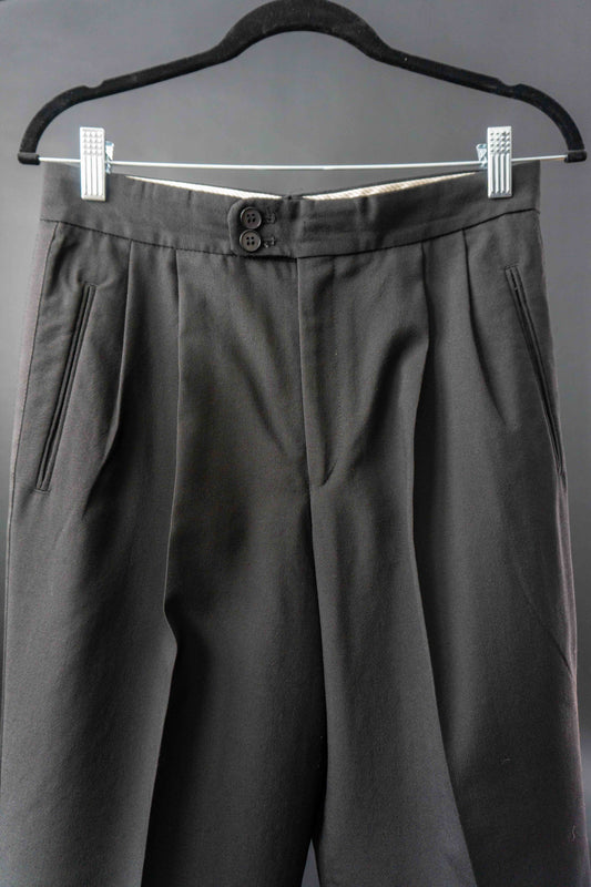 Vintage Smokinghose Damen Schwarz – Elegante Tuxedo Hose aus Wolle mit Satin Galonstreifen, S–M theplaincircle vintage