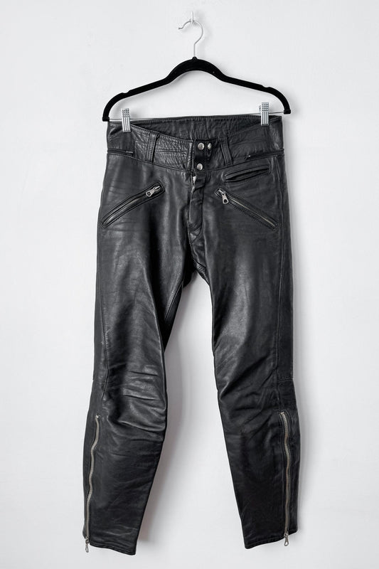 Vintage Biker Lederhose, Zipper details, ital. 46