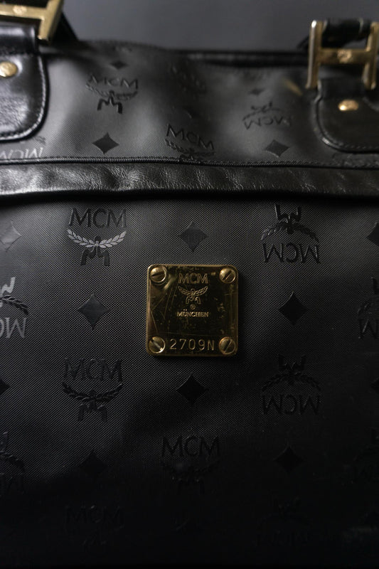 MCM Vintage Shopper aus den 80er Jahren | Schwarze Visetos Monogram Tasche
