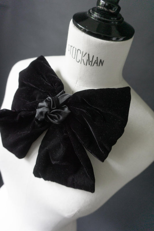 Vintage XXL Samtschleife, romantic Goth, Schwarz