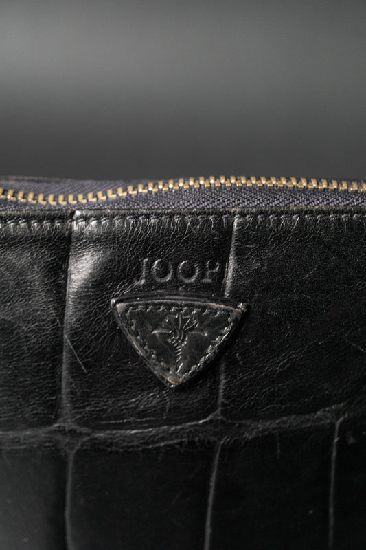 Vintage 80s Joop Ledertasche Krokooptik Schwarz