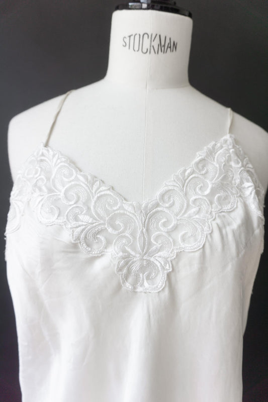 Vintage Lingerie Top, Seide und Spitze, Creme, M–L